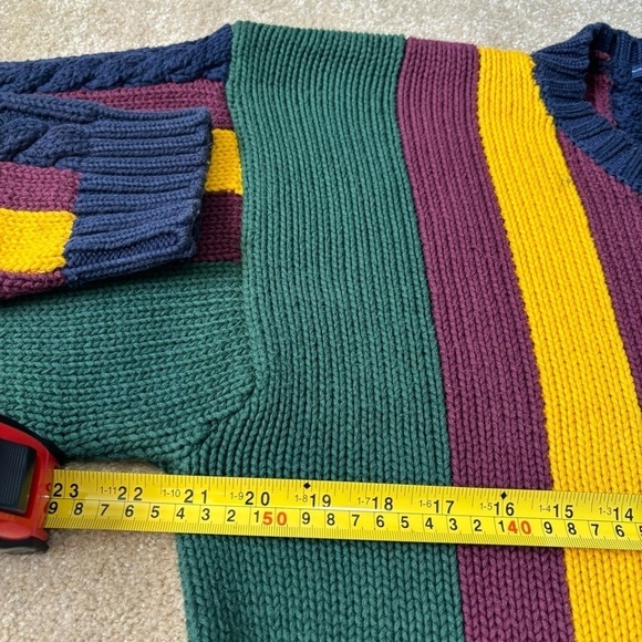 Vintage Tommy Hilfiger Chunky Knit Colorblock Stripe Pullover Sweater Cotton - Picture 6 of 10